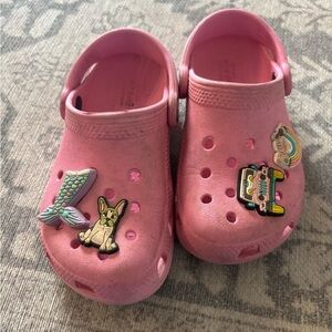 Kids Pink Crocs with Fun Charms